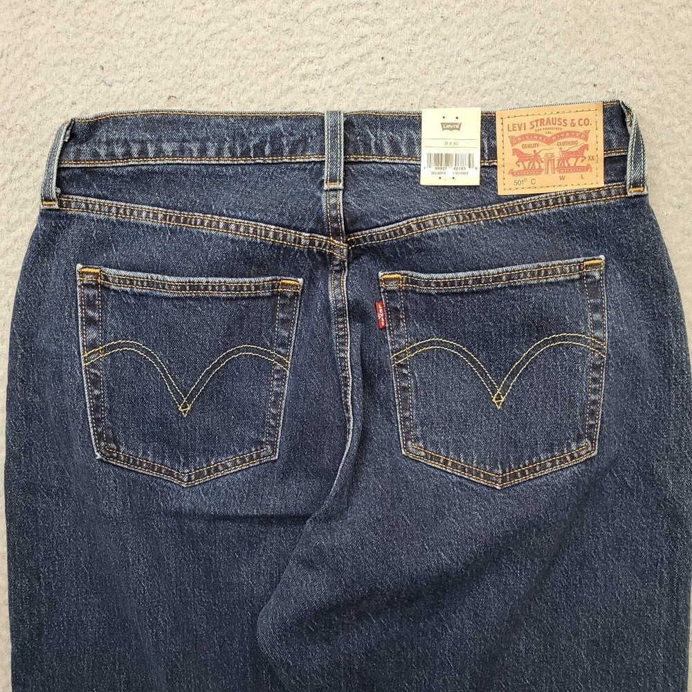 Levi's Jeans Womens 31x30 Blue Denim 501 Curve Stretch High Rise Straight Leg - Picture 12 of 13